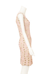Vintage Artex Beaded Floral Sheath Dress on mannequin side @ Recess LA