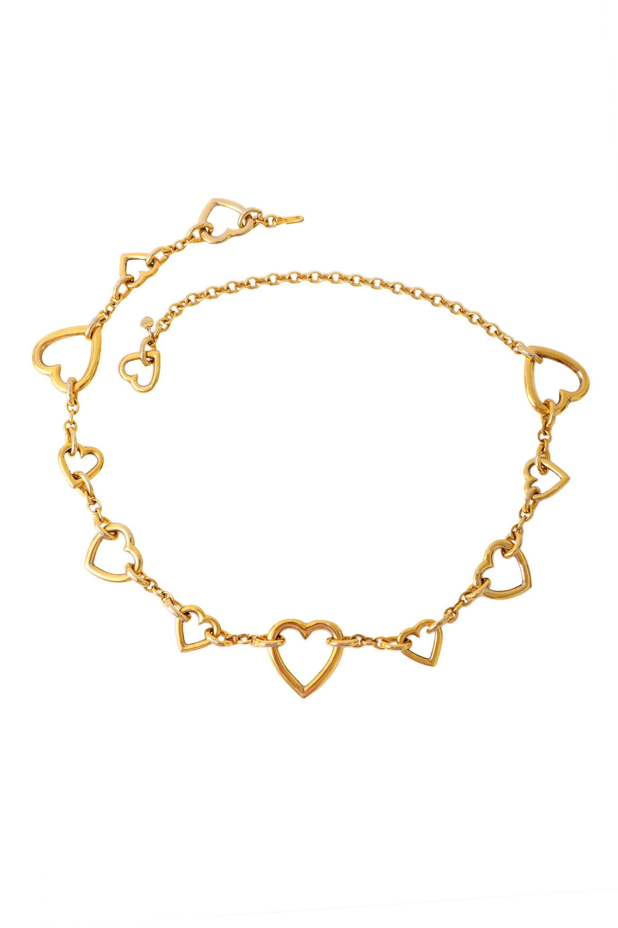 Golden heart link chain belt by Moschino @ Recess LA 