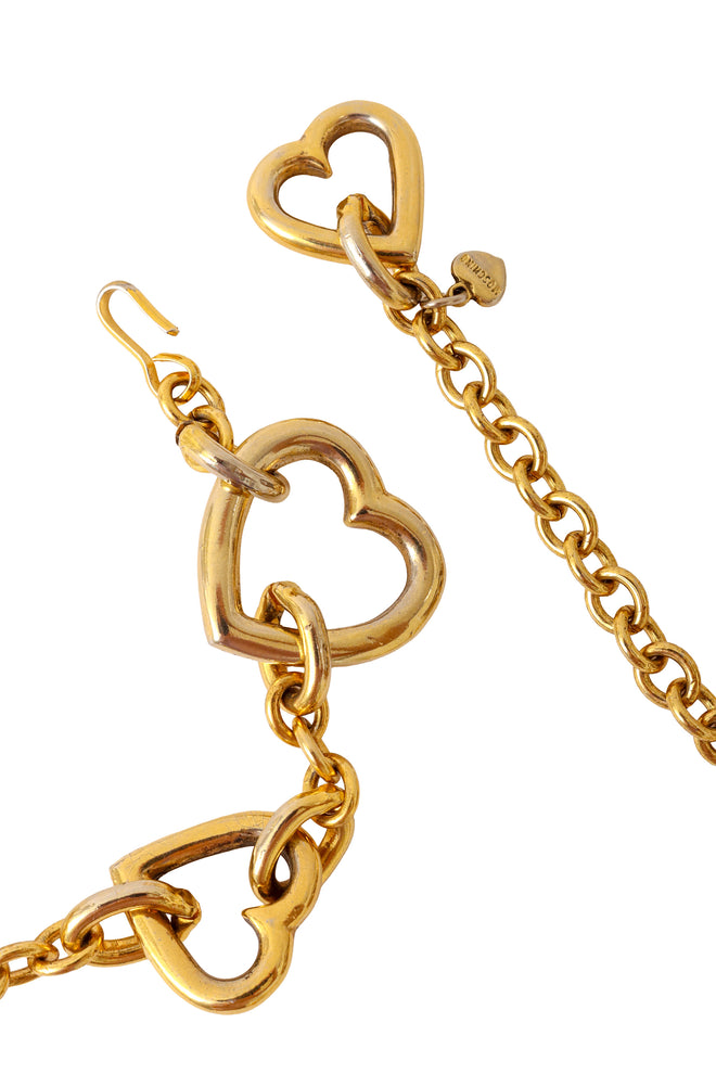 Golden heart link chain belt by Moschino closure up close @ Recess LA 