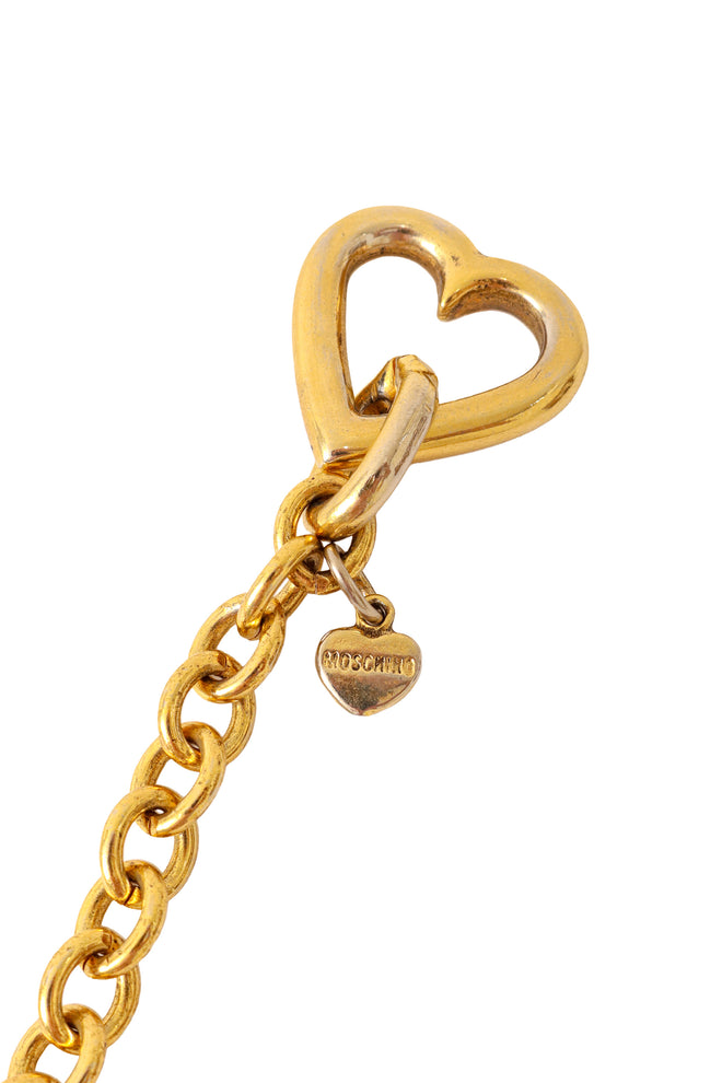 Golden heart link chain belt by Moschino signature heart @ Recess LA 