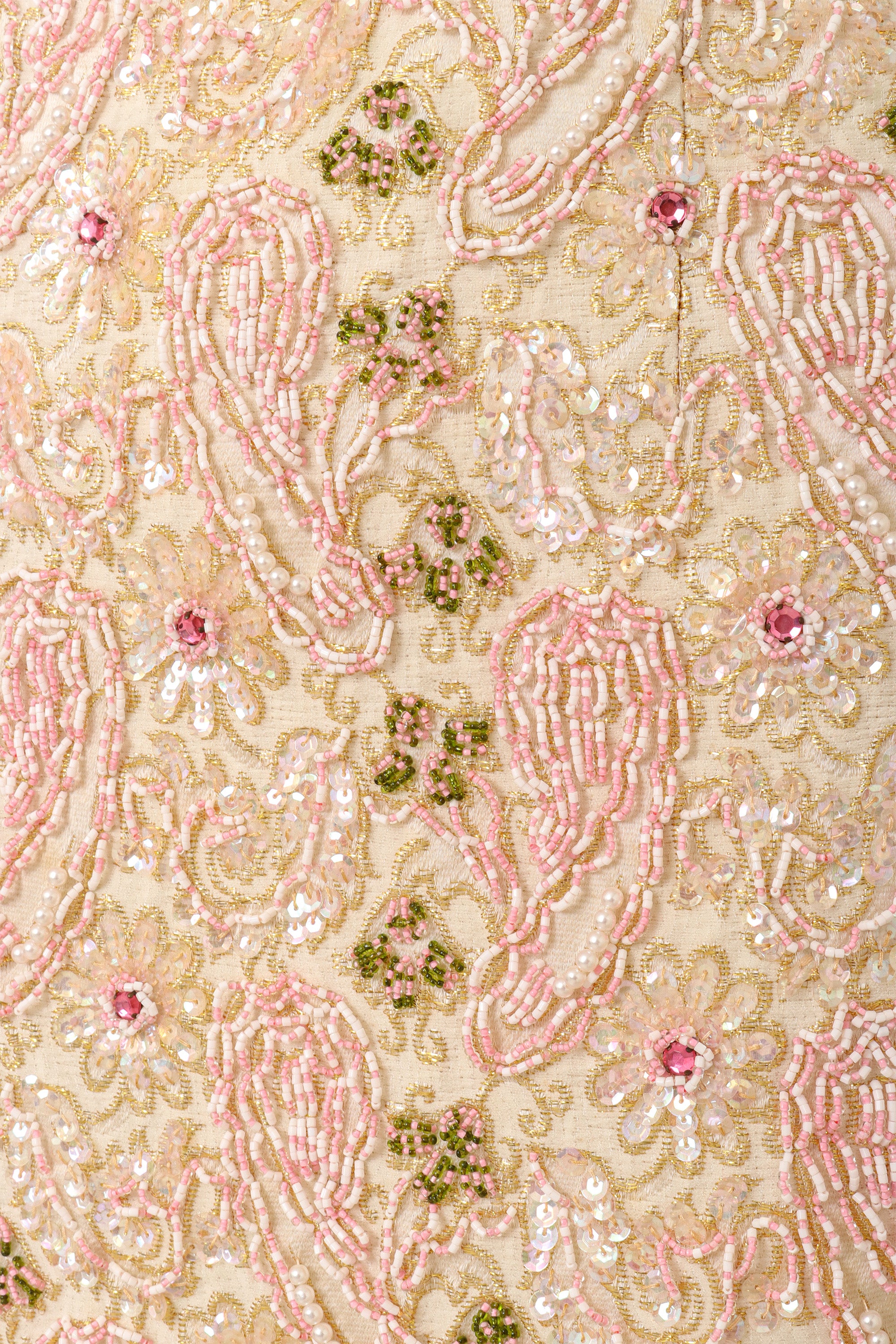 Vintage Artex Beaded Floral Sheath Dress close beads @ Recess LA