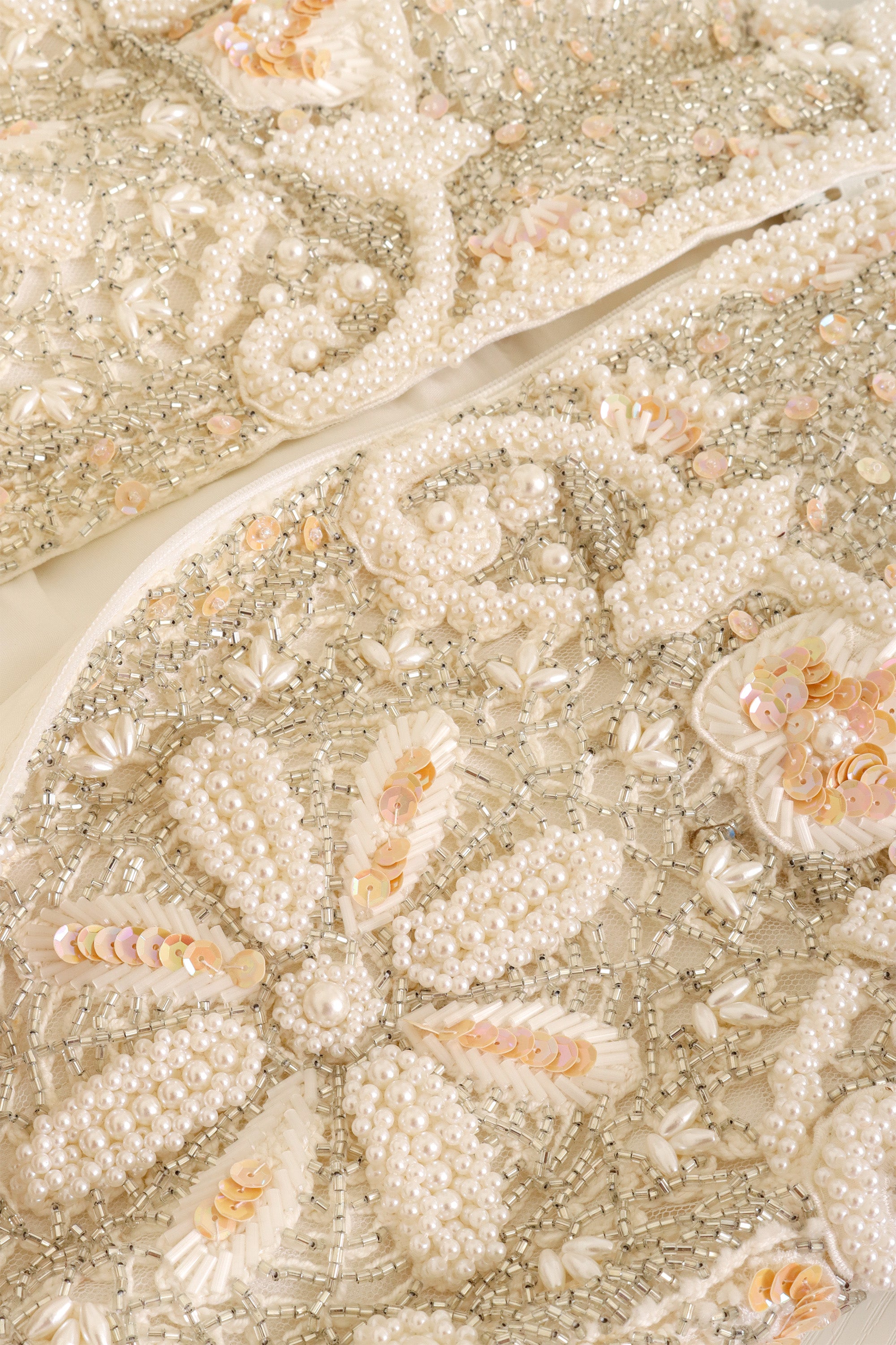 Vintage Arnold Scaasi Beaded Pearl Bridal Top close @ Recess LA