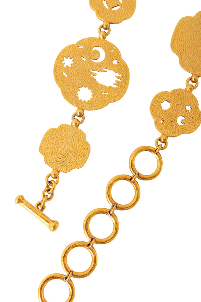Celestial woodland clover charm belt backside @ Recess LA