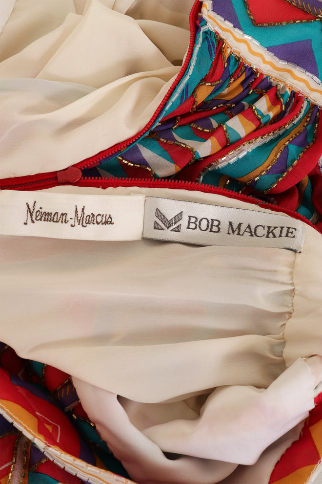Vintage Bob Mackie Geo Beaded Silk Babydoll Dress labels @ Recess LA