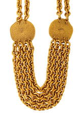 Sagittarius coin gold-tone quad chain necklace by Chanel backside and signature @ Recess LA 