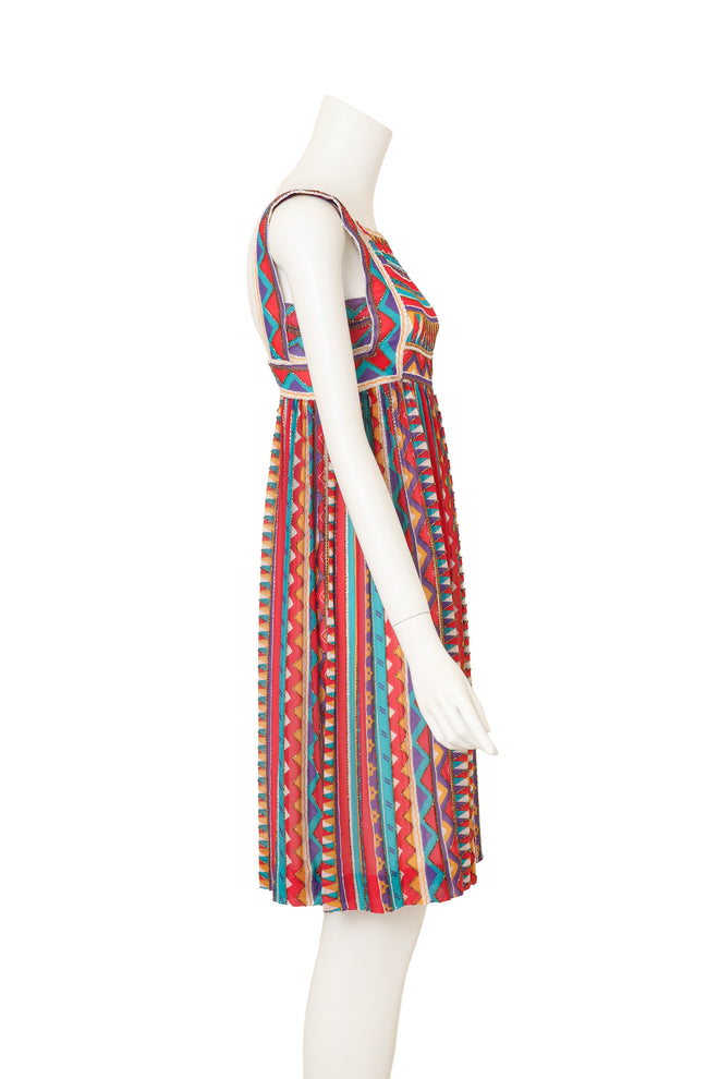 Vintage Bob Mackie Geo Beaded Silk Babydoll Dress on mannequin side @ Recess LA