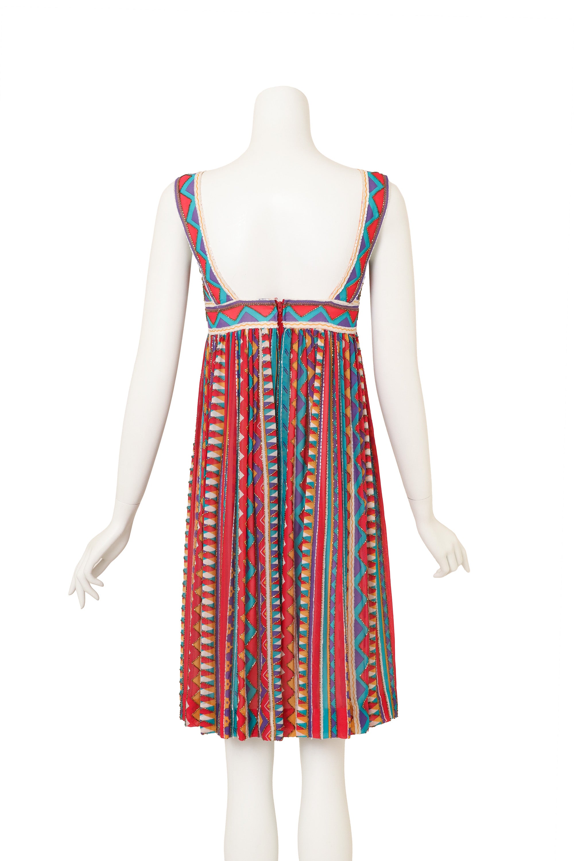 Vintage Bob Mackie Geo Beaded Silk Babydoll Dress on mannequin back @ Recess LA