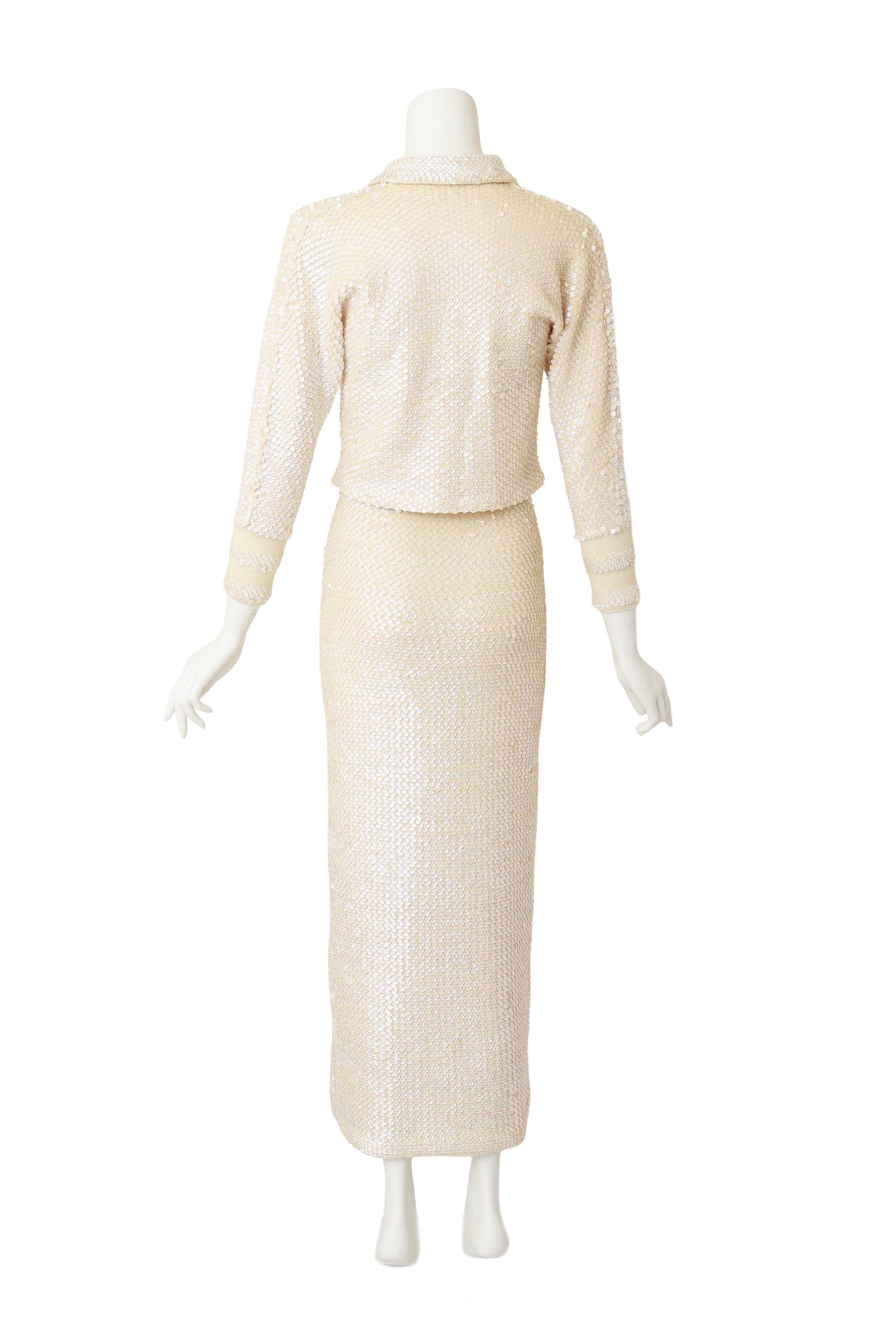 Vintage Knit Jacket & Skirt Set on mannequin back @ Recess LA