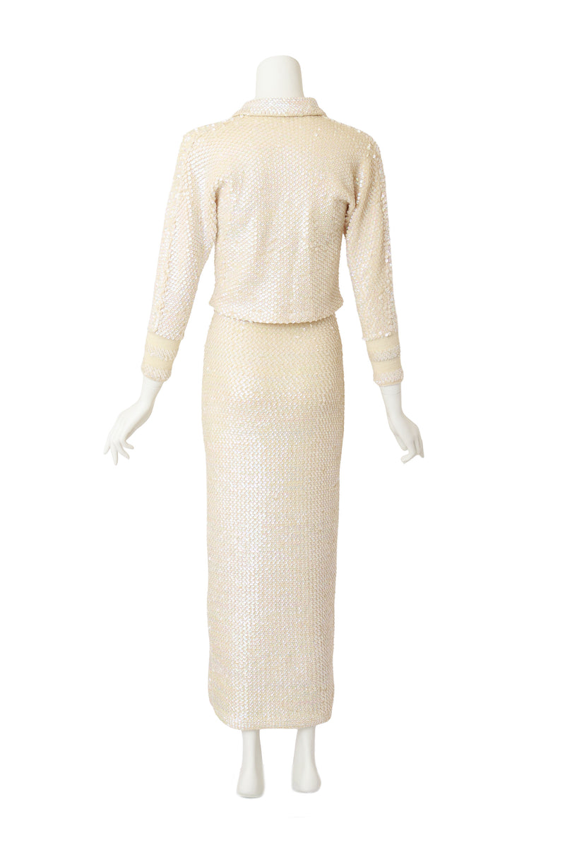 Vintage Knit Jacket & Skirt Set on mannequin back @ Recess LA