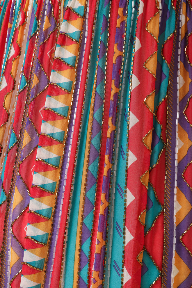 Vintage Bob Mackie Geo Beaded Silk Babydoll Dress close @ Recess LA