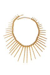 Textured bamboo-inspired spike collar necklace in gold tone metal @ Recess LA