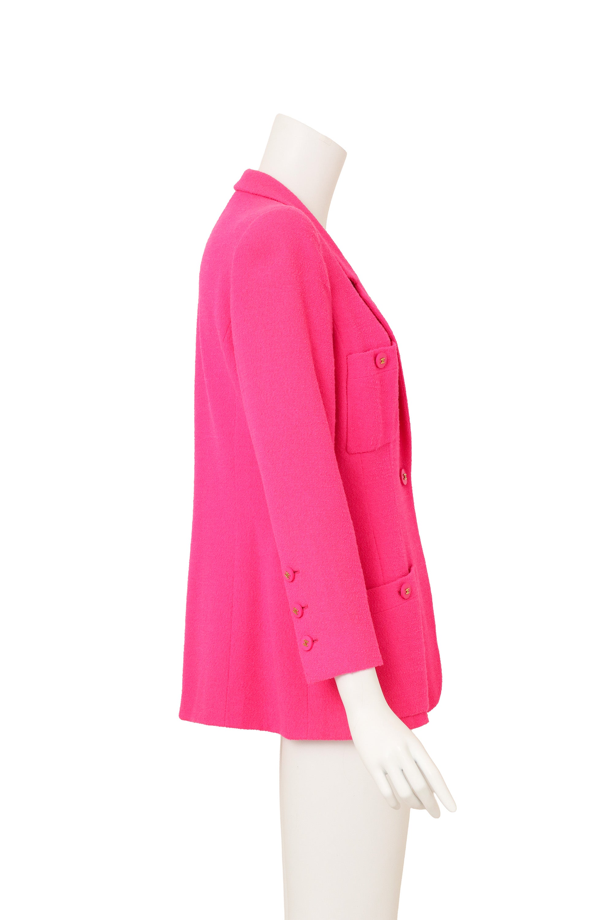 CC Button Bouclé Blazer on mannequin side @ Recess LA