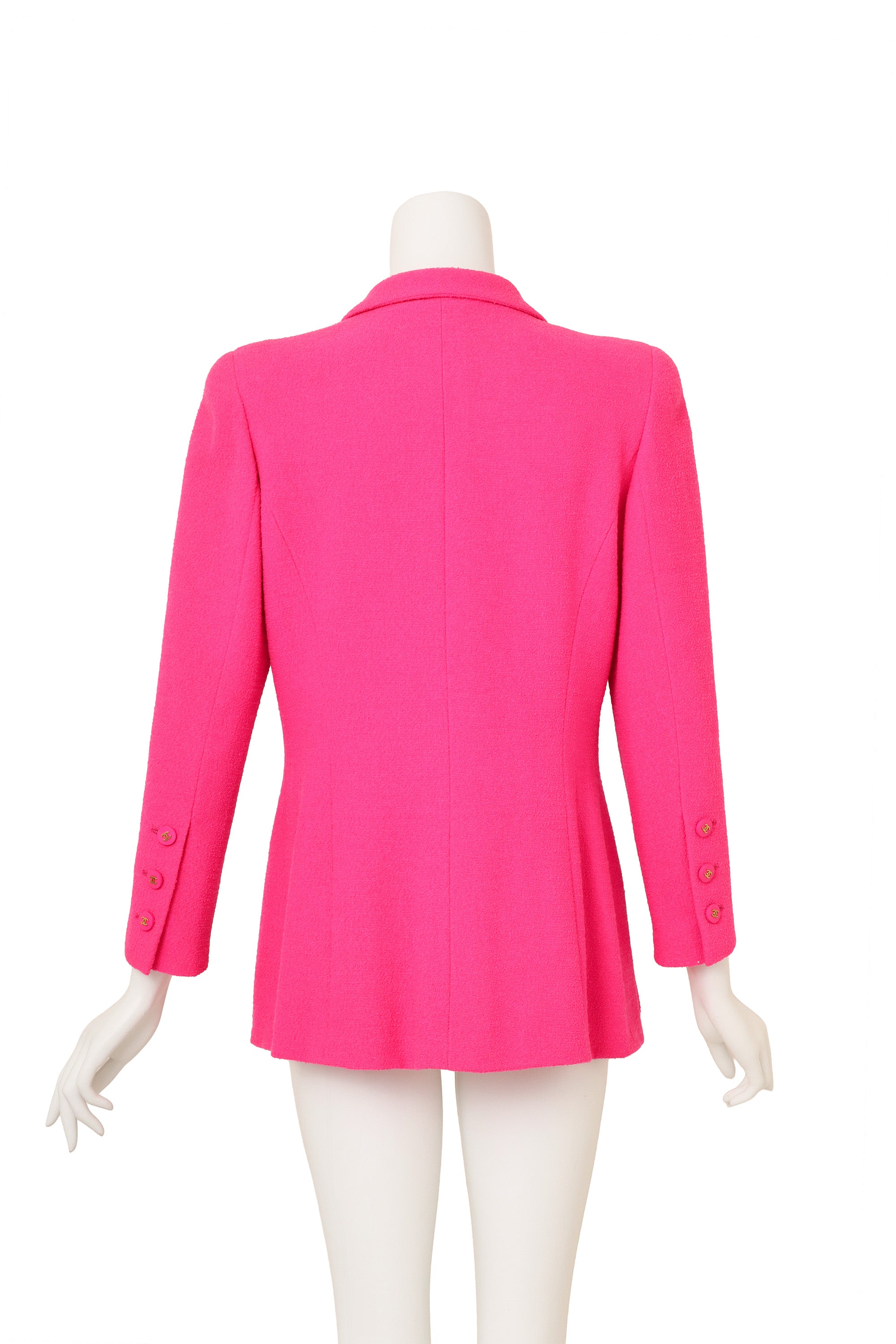 CC Button Bouclé Blazer on mannequin back @ Recess LA