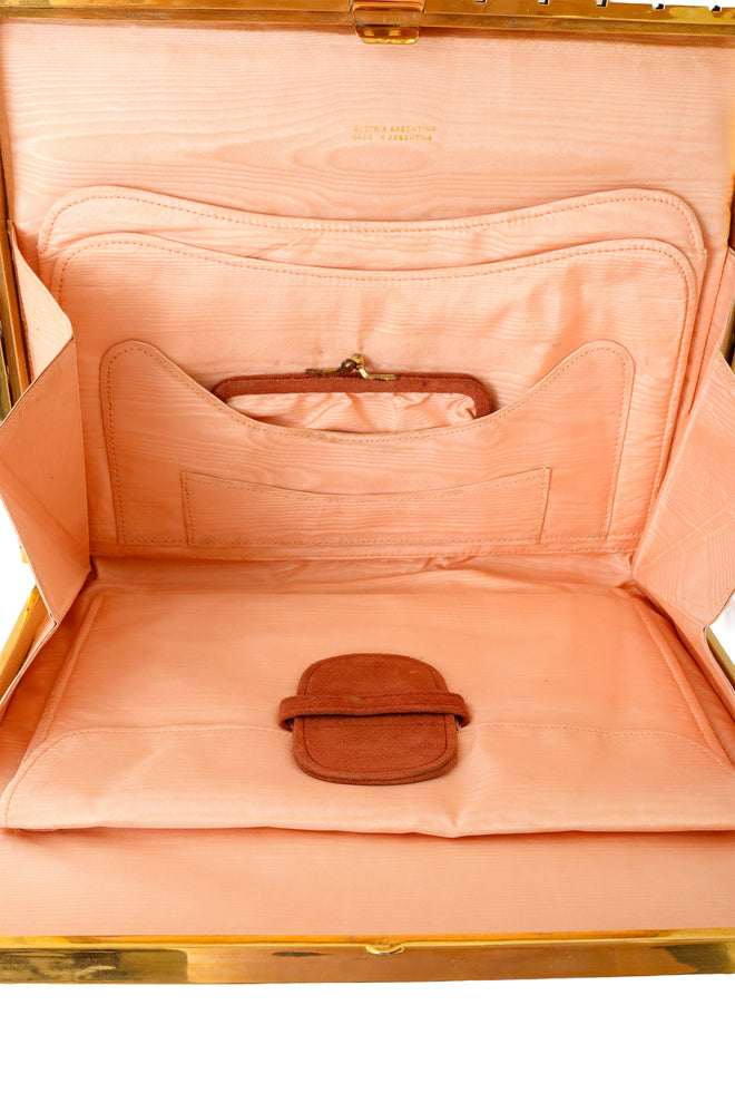 Quilted suede frame bag interior close @ Recess LA
