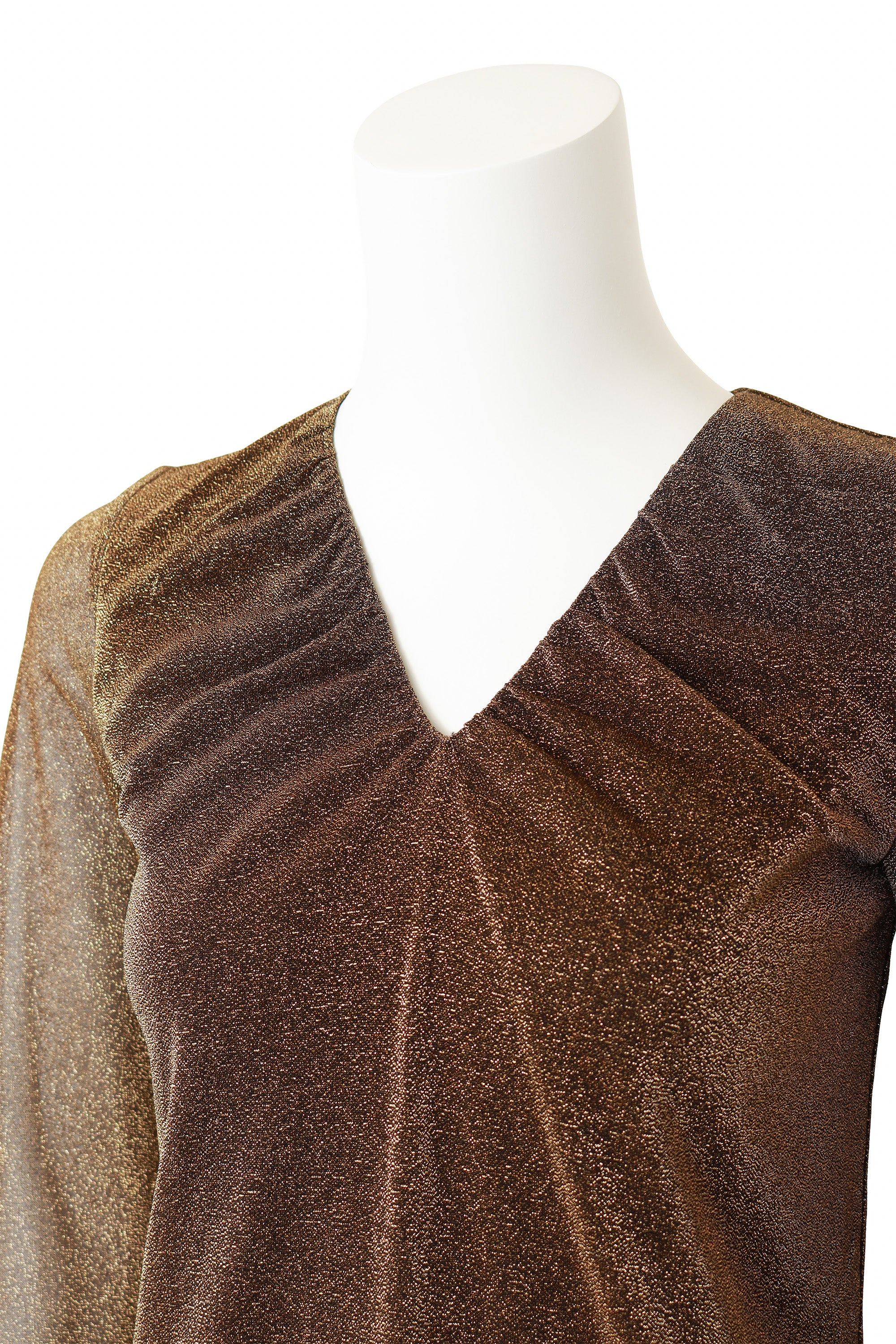 Metallic Gathered Mini Dress by Gucci on mannequin close up @ Recess LA