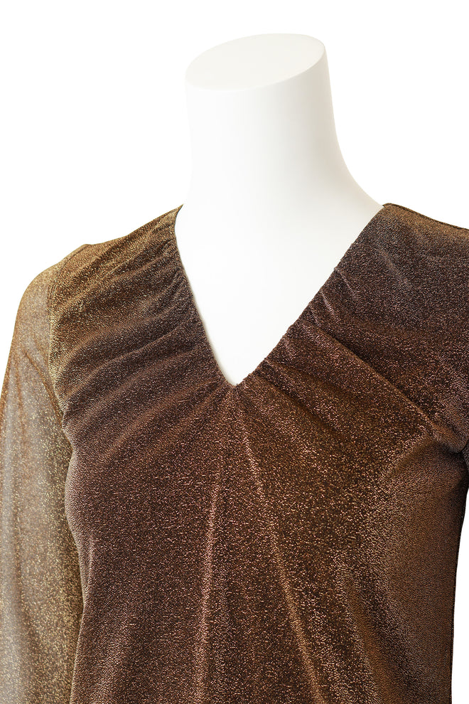 Metallic Gathered Mini Dress by Gucci on mannequin close up @ Recess LA
