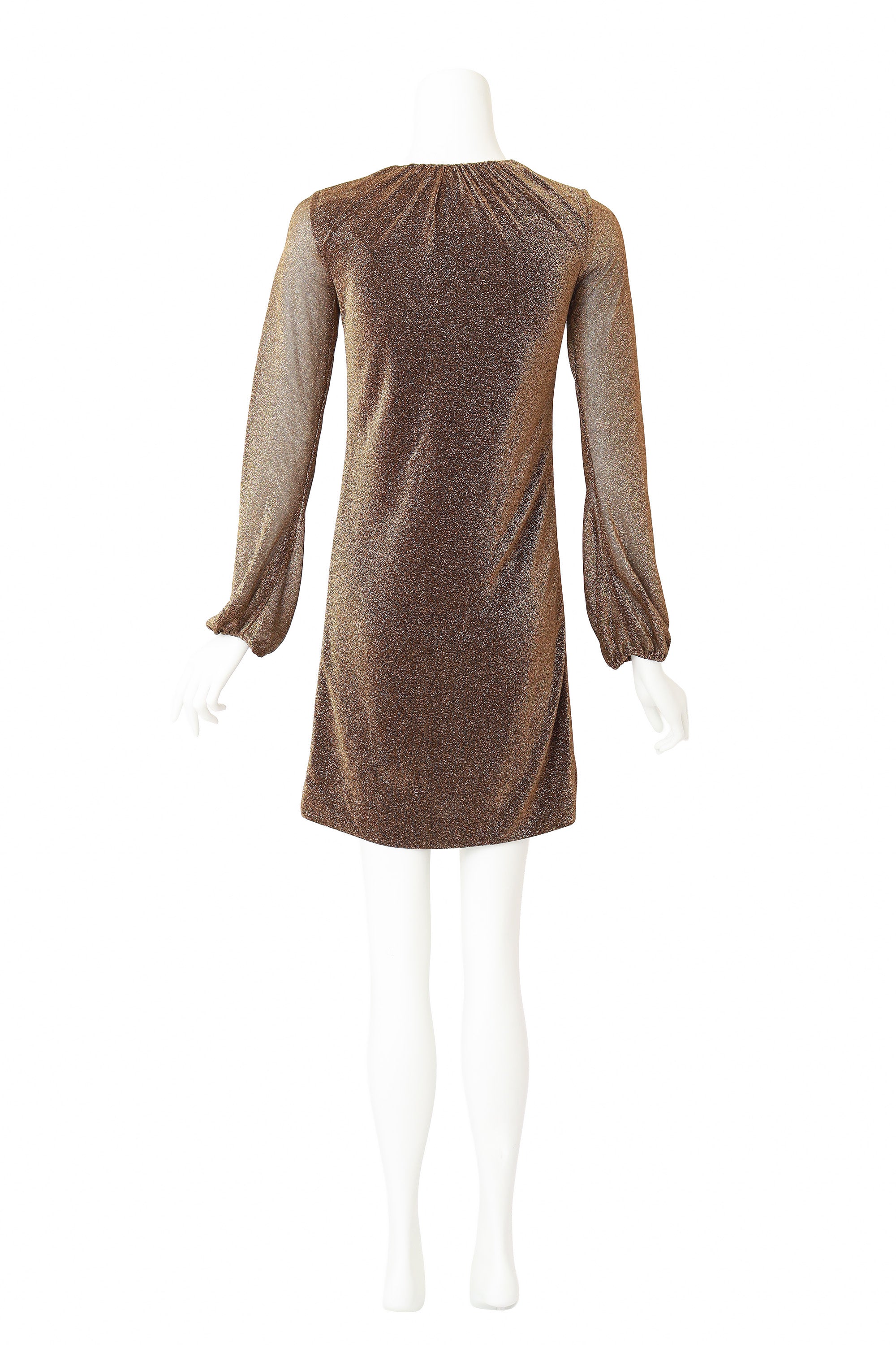 Metallic Gathered Mini Dress by Gucci on mannequin back @ Recess LA