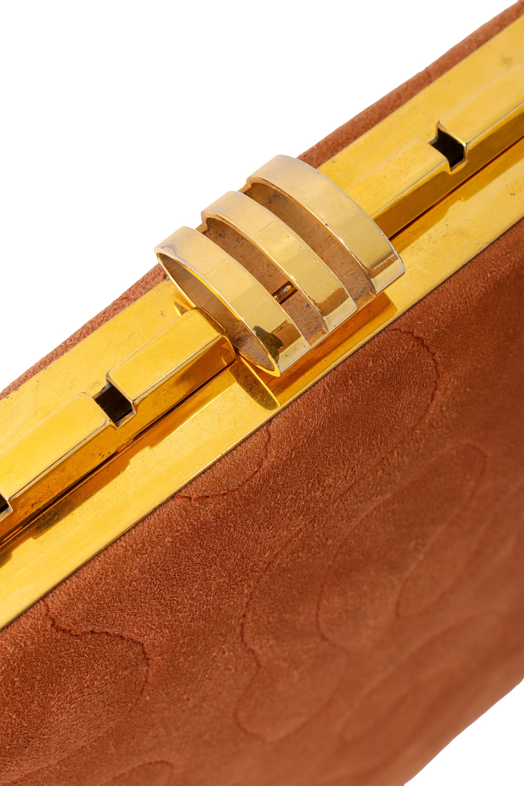 Quilted suede frame bag clasp @ Recess LA