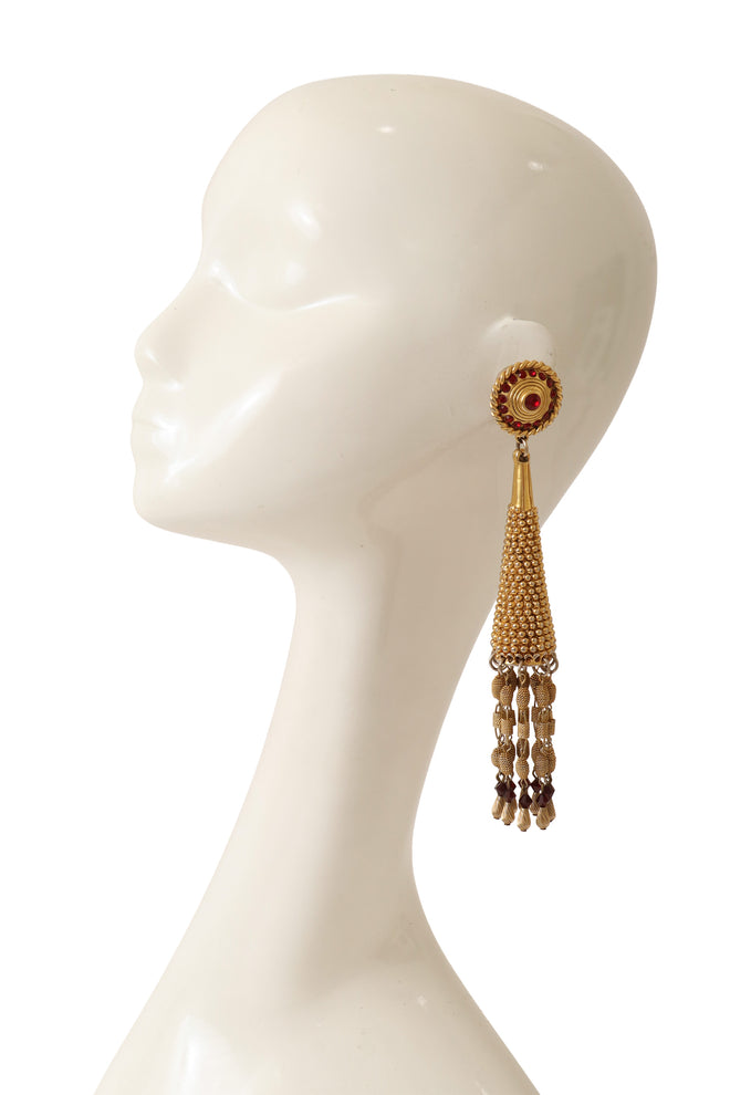Tassel drop earrings by Claire Deve on mannequin @ Recess LA 
