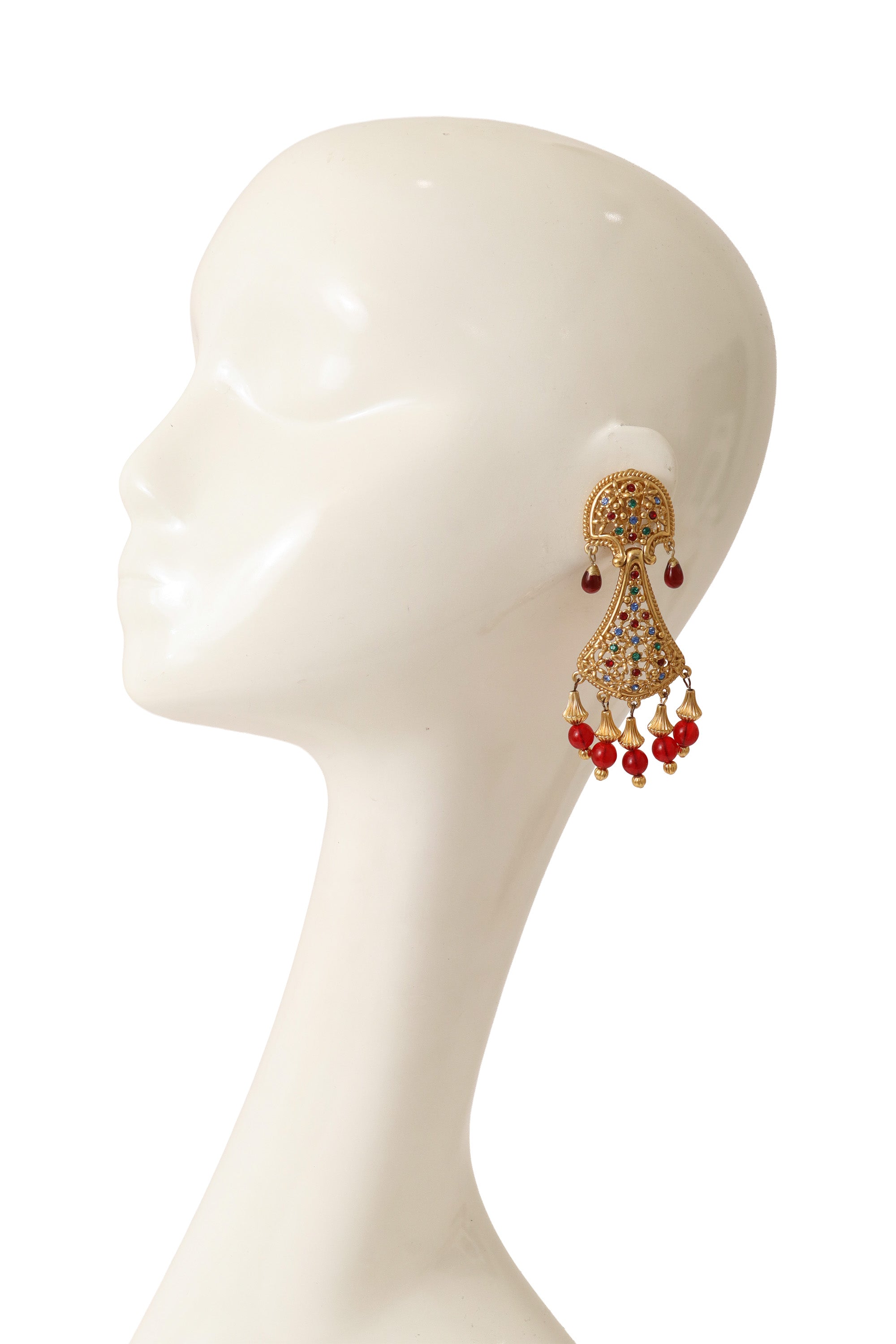 floral crystal earrings by Sphinx on mannequin @ Recess LA