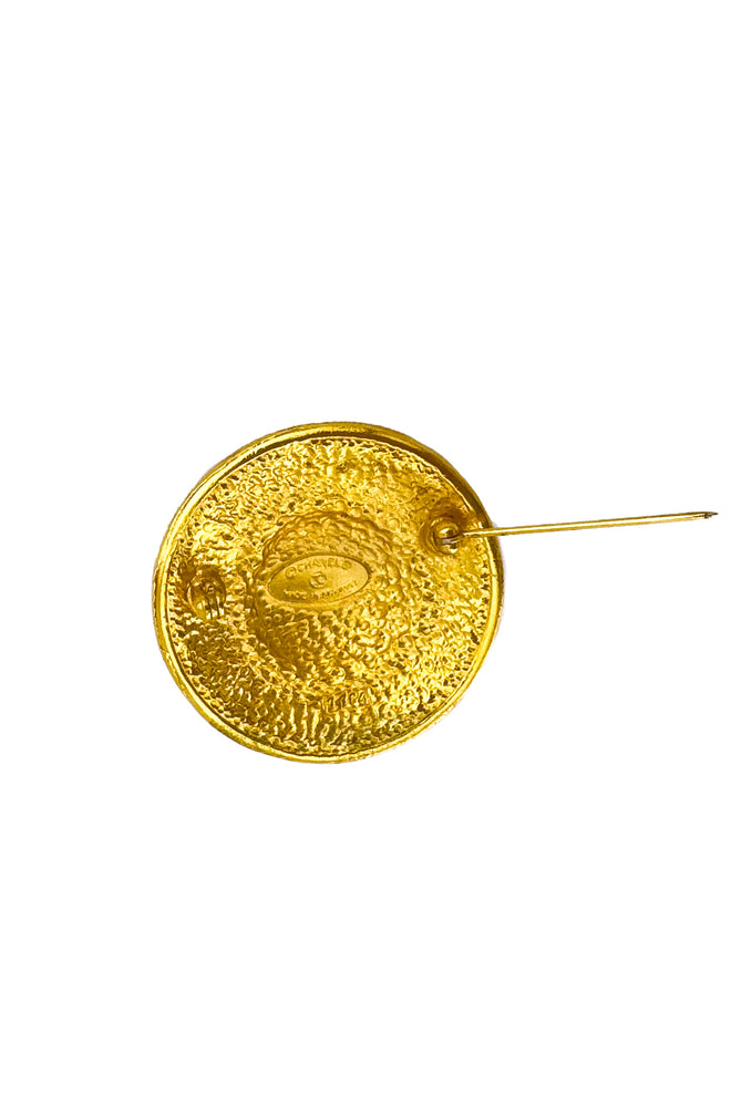 Vintage Chanel Logo Button Brooch cartouche @recess la