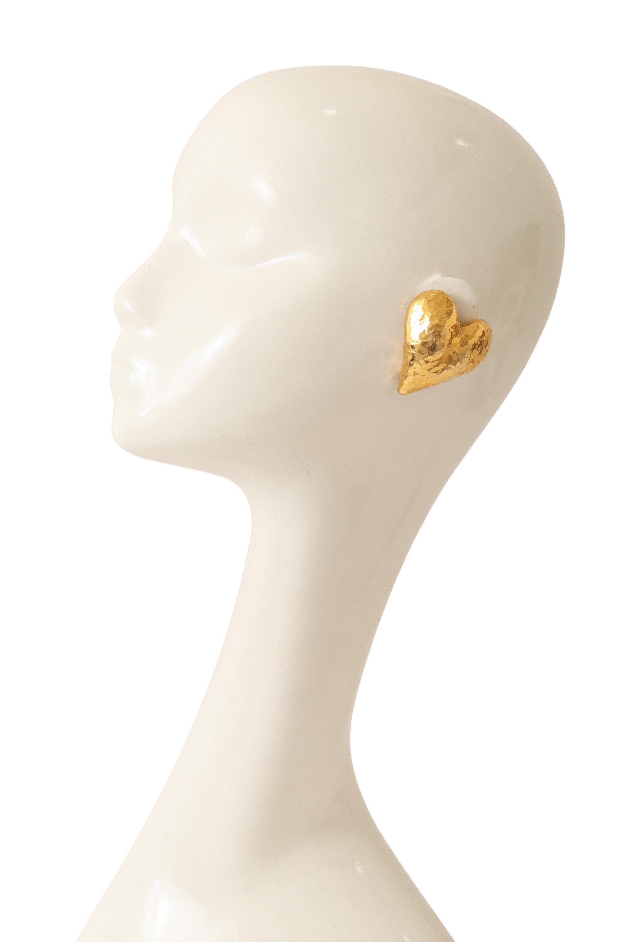 Hammered heart dome earrings by Alexis Lahellec on mannequin @ Recess LA