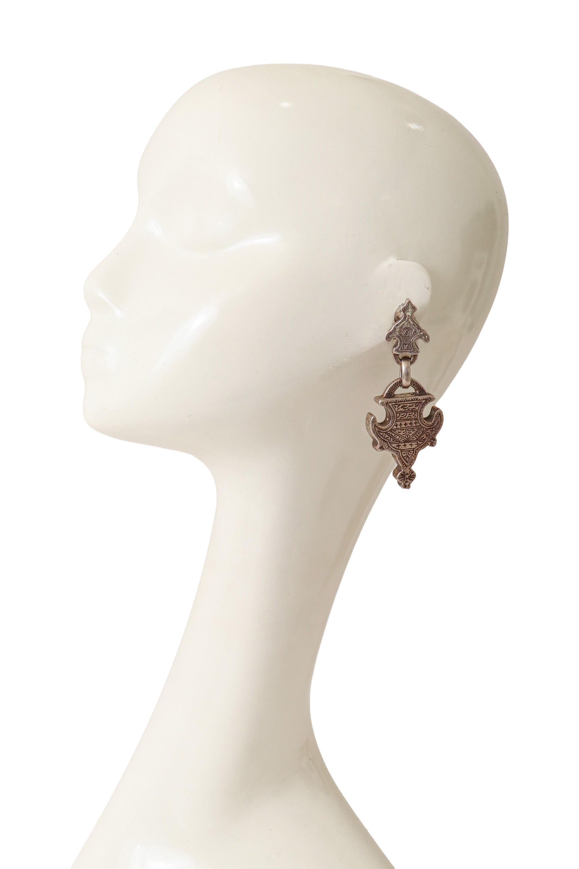 Shield earrings by Scooter Paris on mannequin @ Recess LA