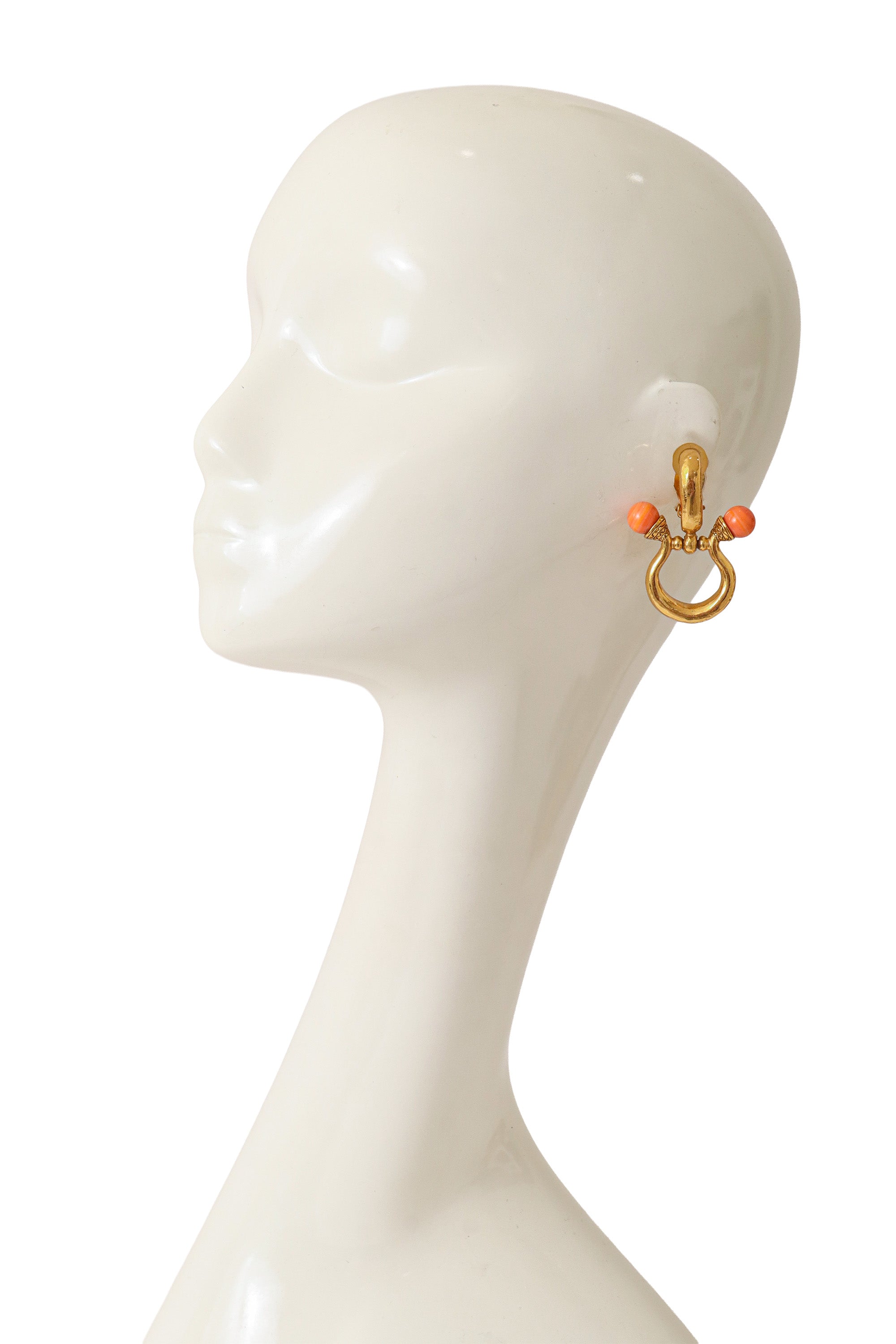 Bead Hoop drop earrings by Scherrer Paris on mannequin @ Recess LA 