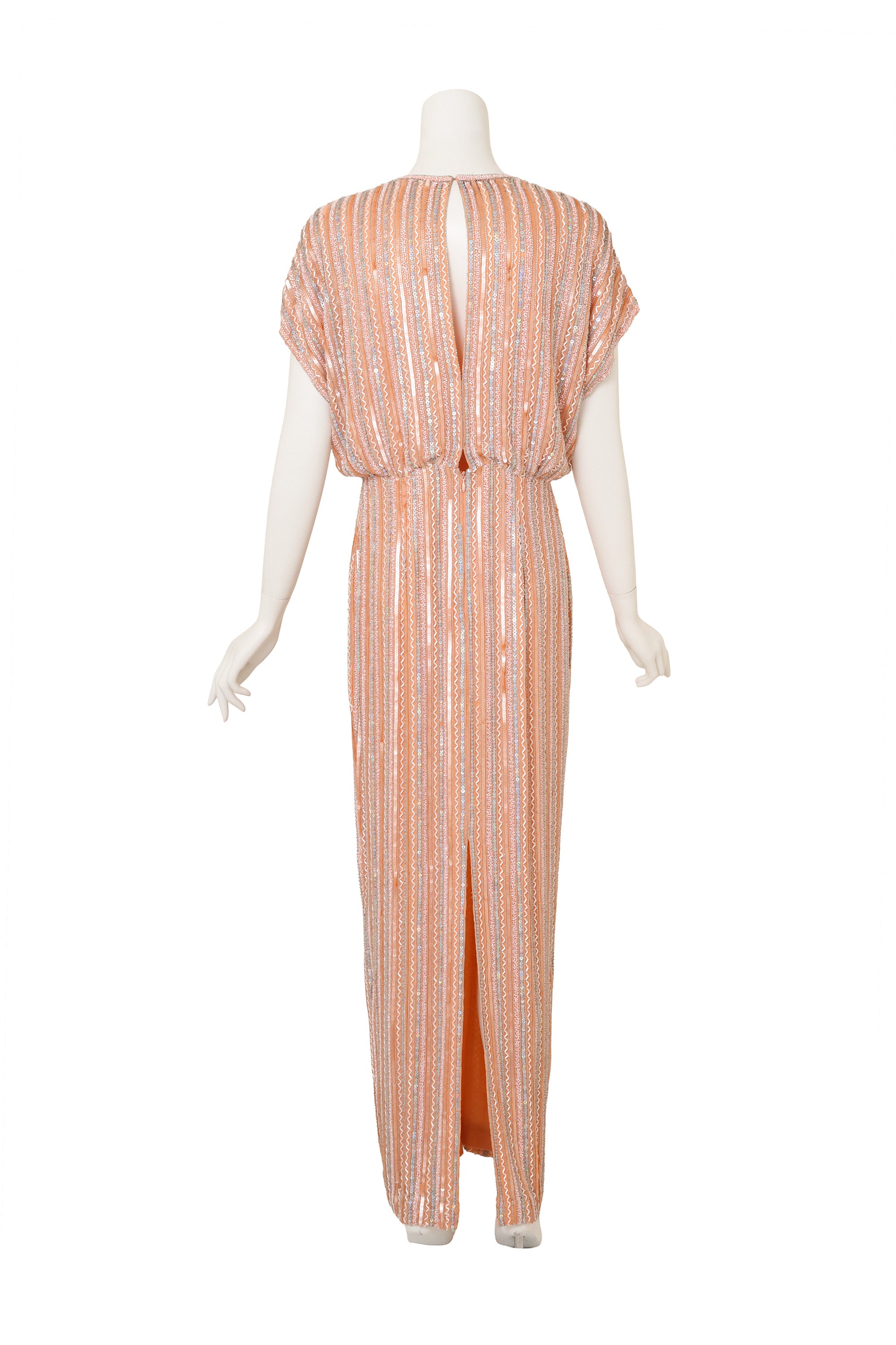 Vintage Blouson Beaded Stripe Gown on mannequin back @ Recess LA