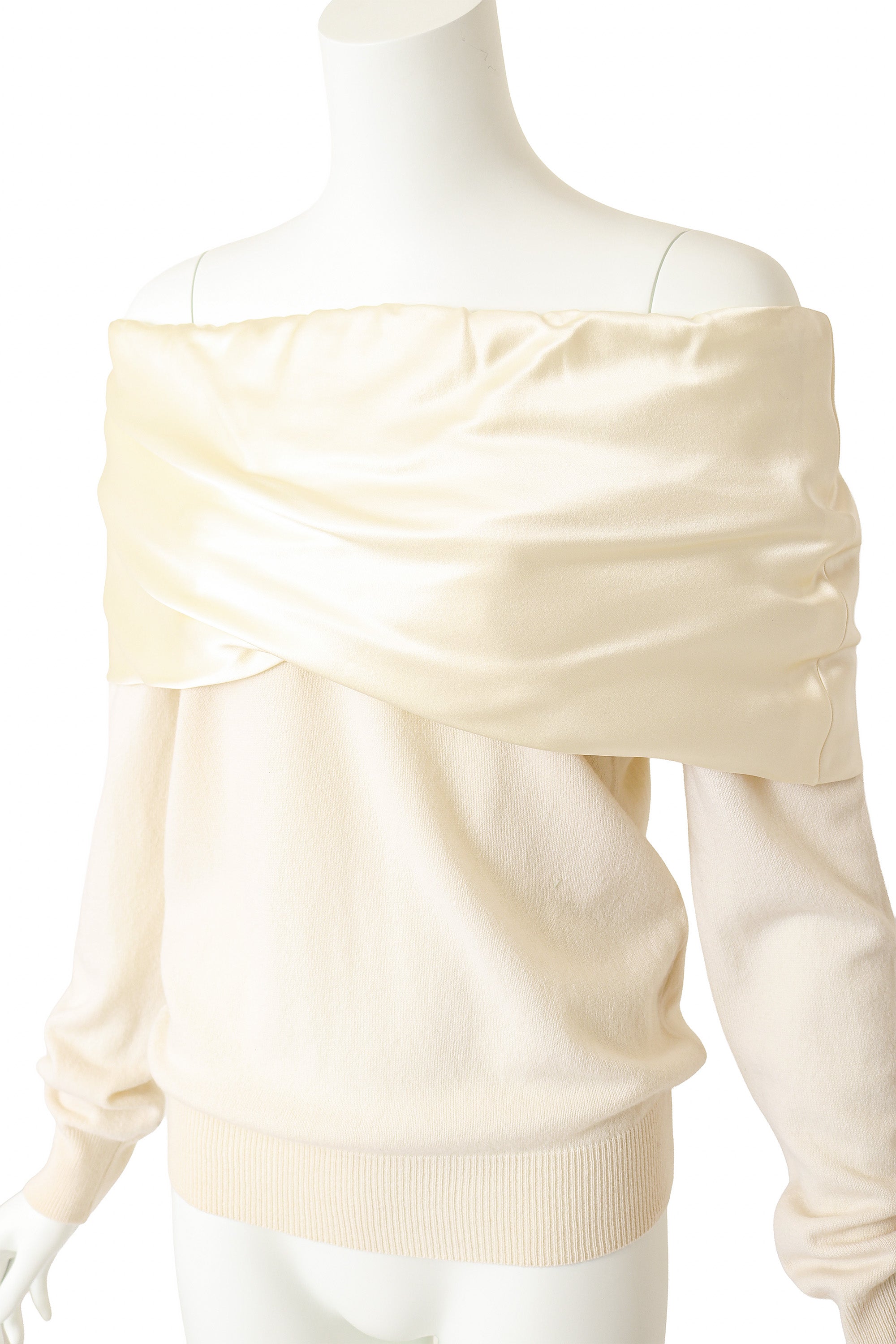 Silk & Cashmere Bardot Top by Dolce & Gabbana on mannequin close @ Recess LA