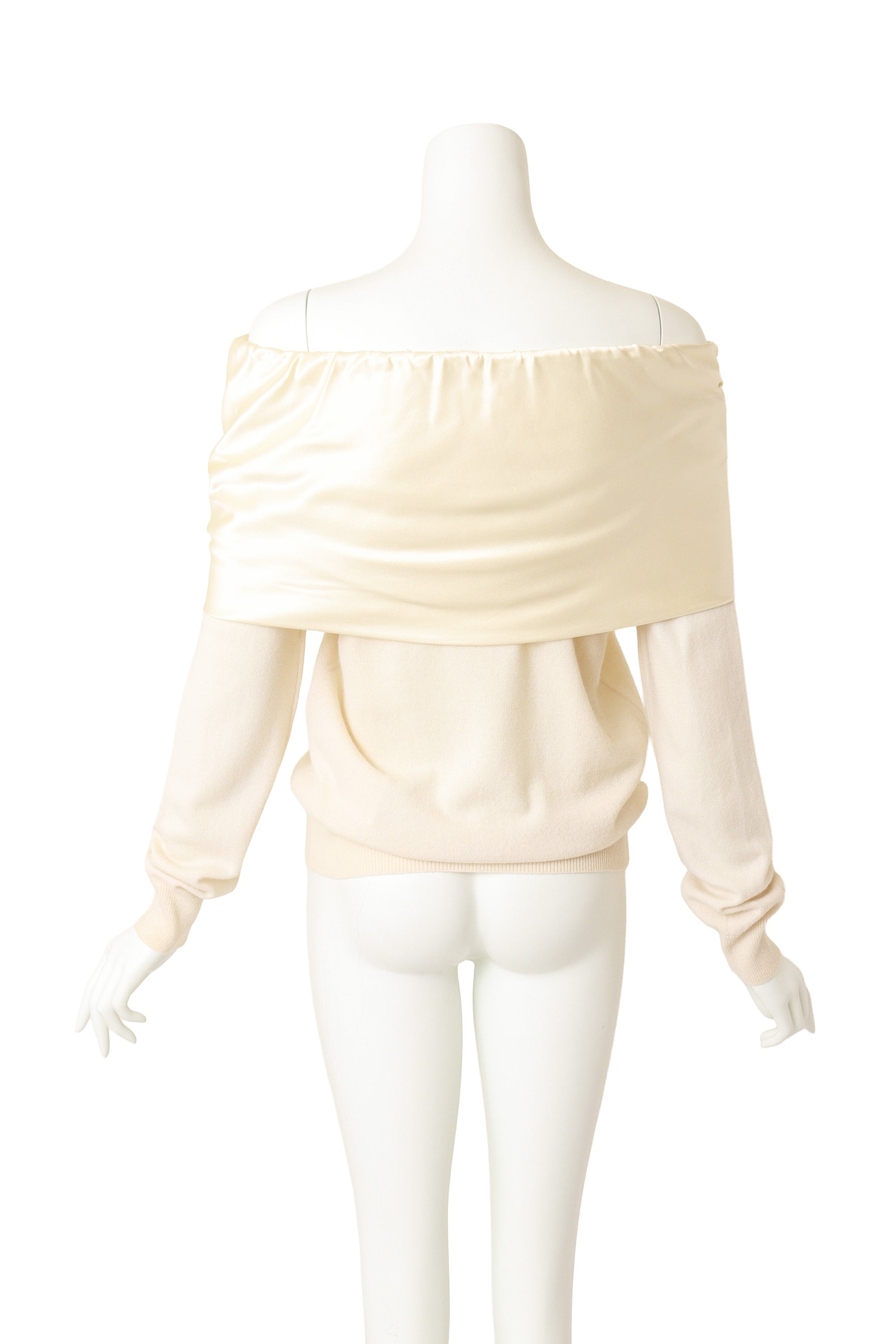 Silk & Cashmere Bardot Top by Dolce & Gabbana on mannequin back @ Recess LA