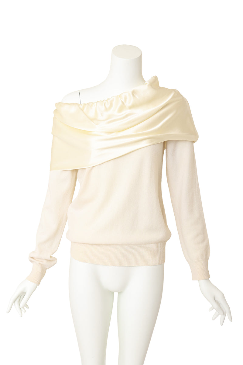 Silk & Cashmere Bardot Top by Dolce & Gabbana on mannequin one shoulder @ Recess LA