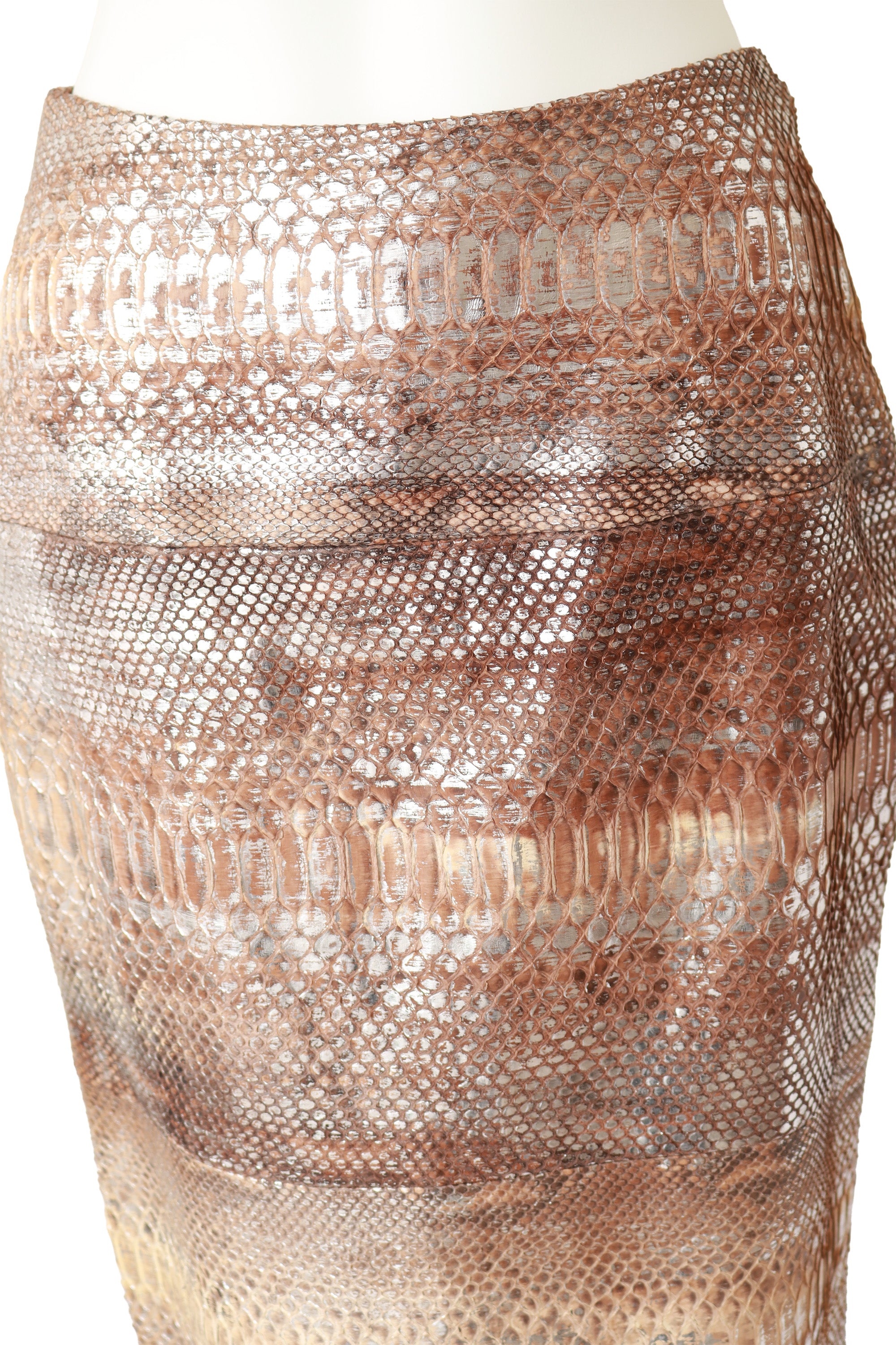Metallic Snake Pencil Skirt by Jackie Rogers on mannequin close @ Recess LA