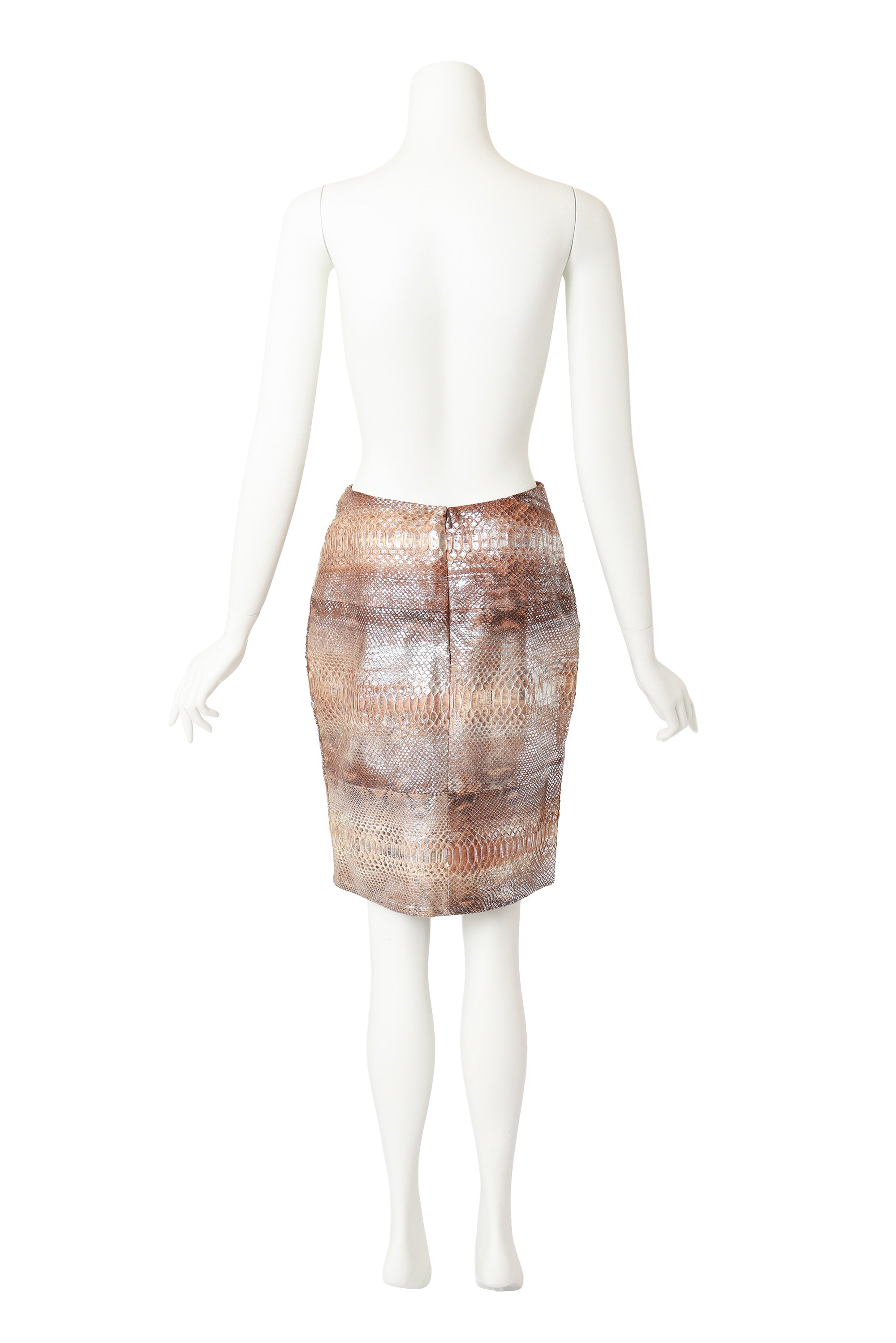Metallic Snake Pencil Skirt by Jackie Rogers on mannequin back @ Recess LA