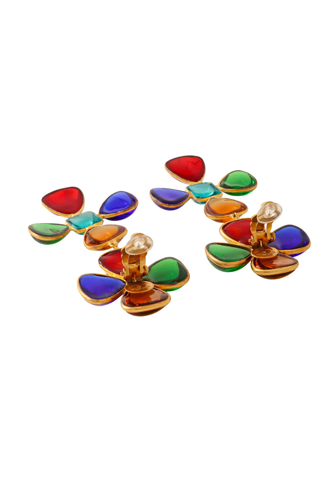 Gripoix clover earrings by Chanel backs open @ Recess LA