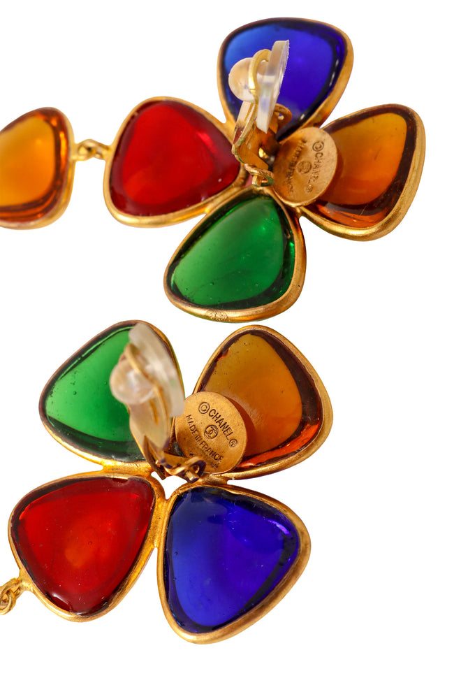 Gripoix clover earrings by Chanel cartouches @ Recess LA