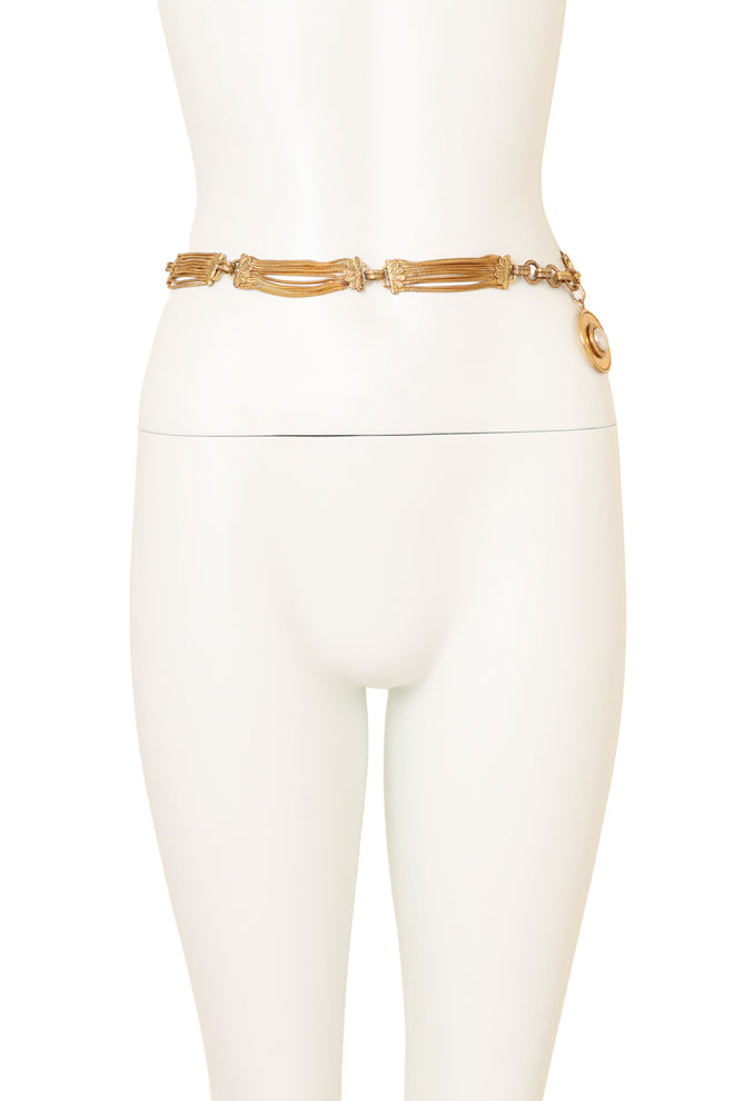 Multi-Chain Pearl Medallion Belt by Chanel @ Recess LA on mannequin 