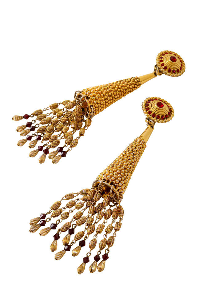 Tassel drop earrings by Claire Deve up close @ Recess LA 