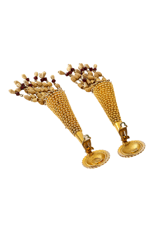 Tassel drop earrings by Claire Deve back clips open @ Recess LA 