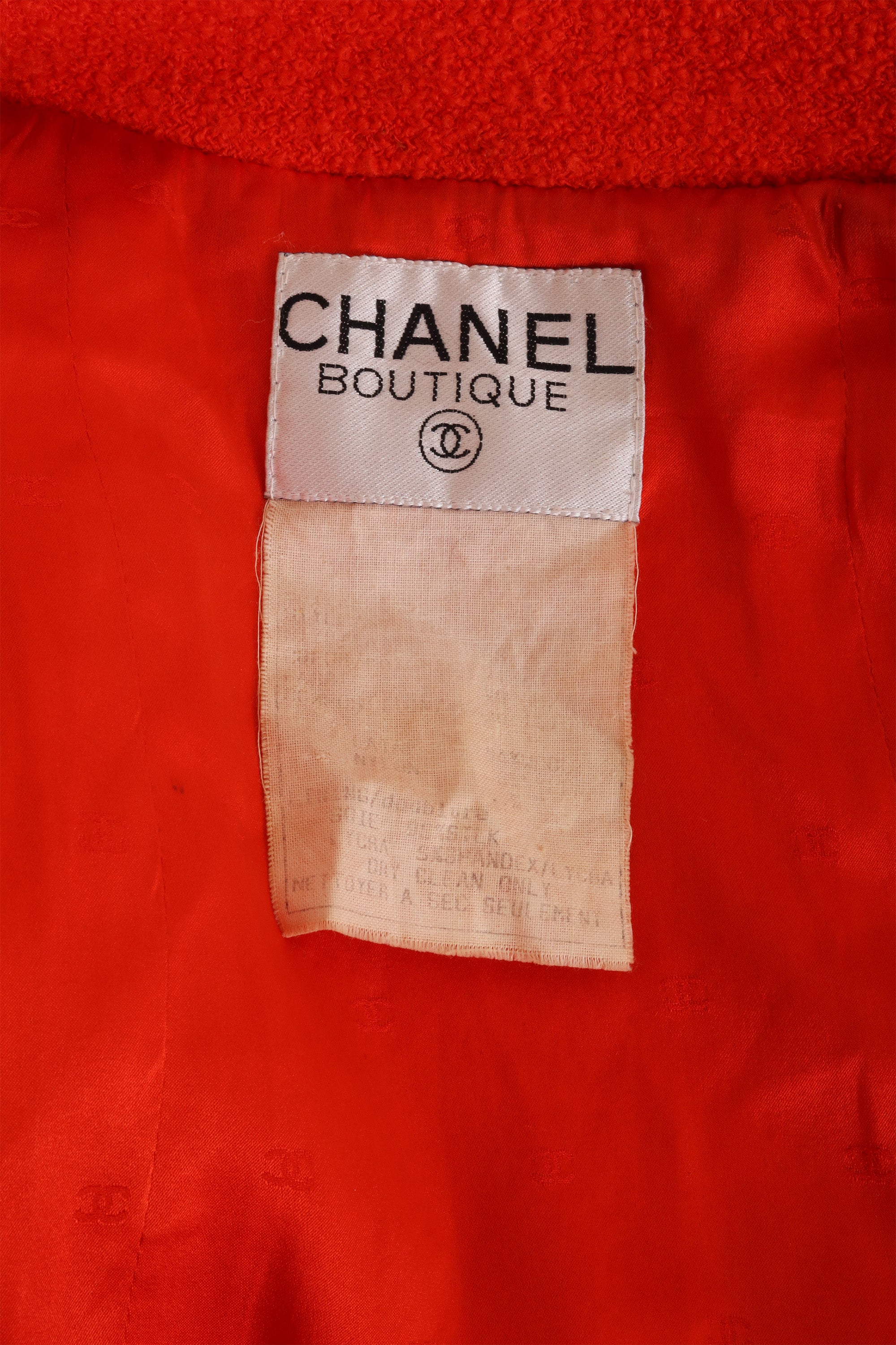 Vintage Chanel Jacket and Mini Skirt Set jacket label @ Recess LA