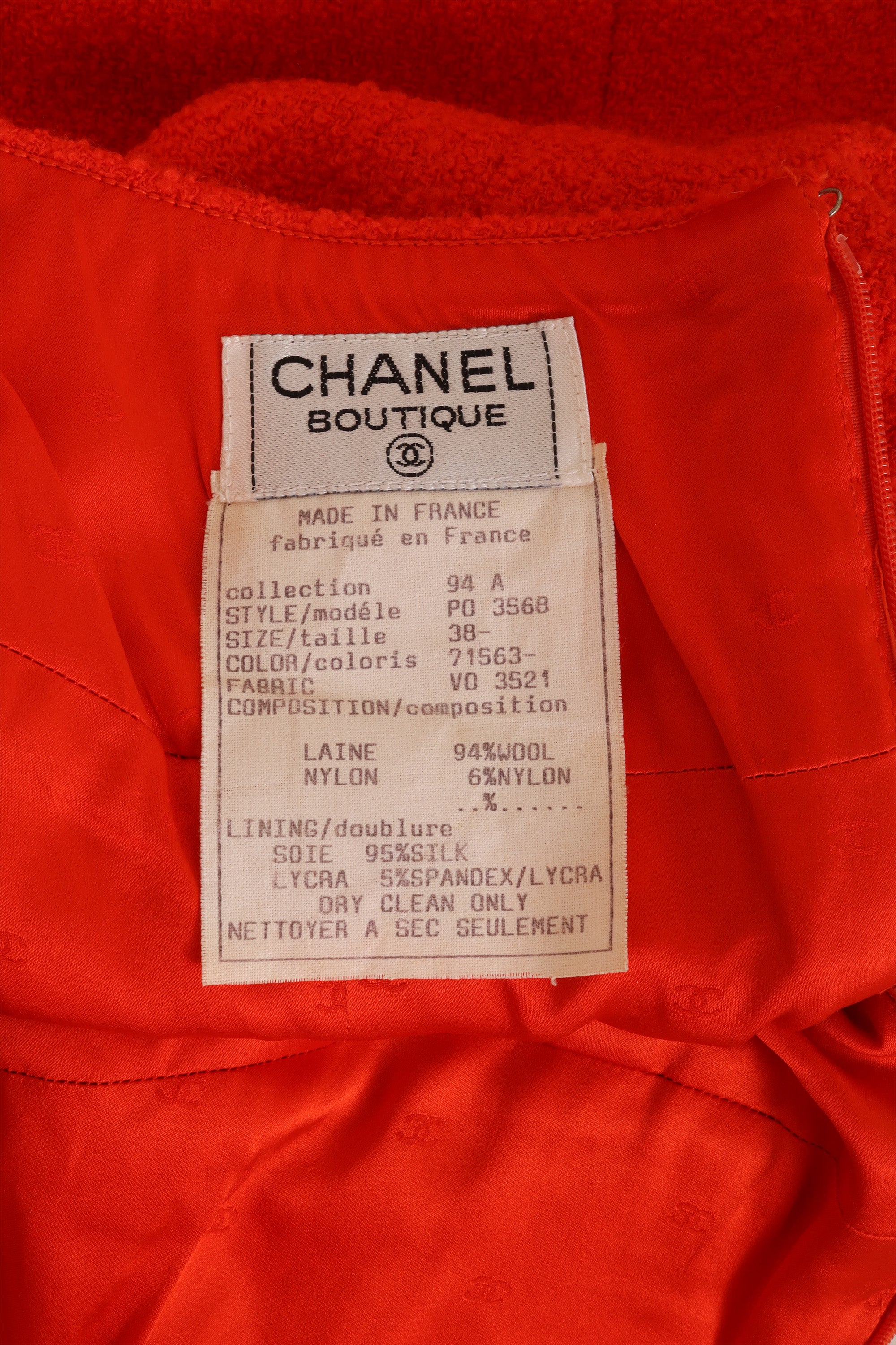 Vintage Chanel Jacket and Mini Skirt Set skirt label @Recess LA