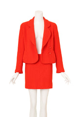 Vintage Chanel Jacket and Mini Skirt Set on mannequin open @ Recess LA
