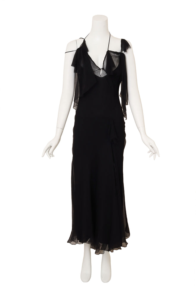 Bias Ruffle Ties Dress by Alberta Ferretti on mannequin shoulders tied @ Recess LA 