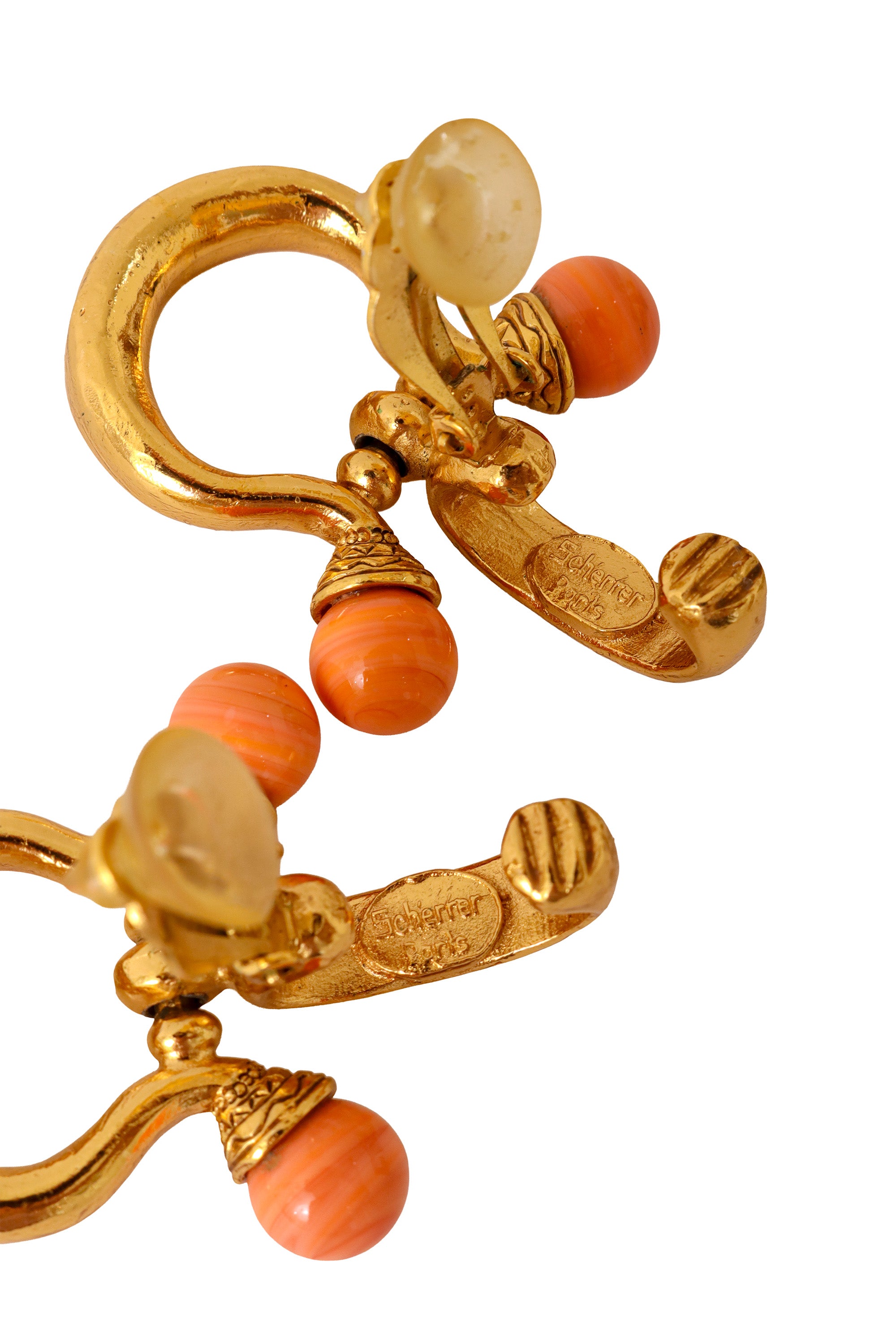 Bead Hoop drop earrings by Scherrer Paris clips and signature @ Recess LA 