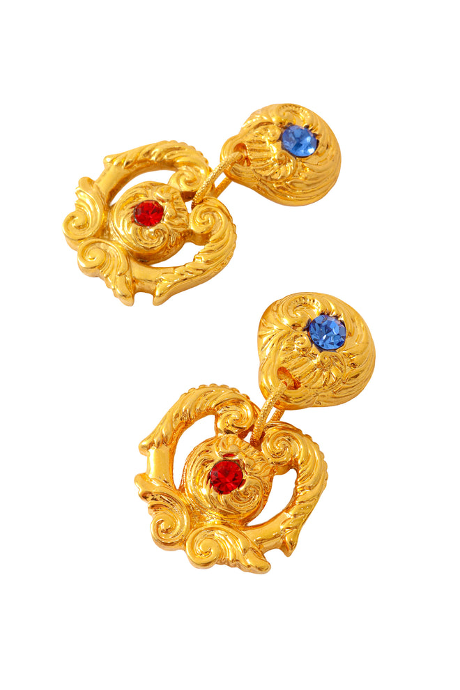 Scroll drop earrings by F. Volle close @ Recess LA