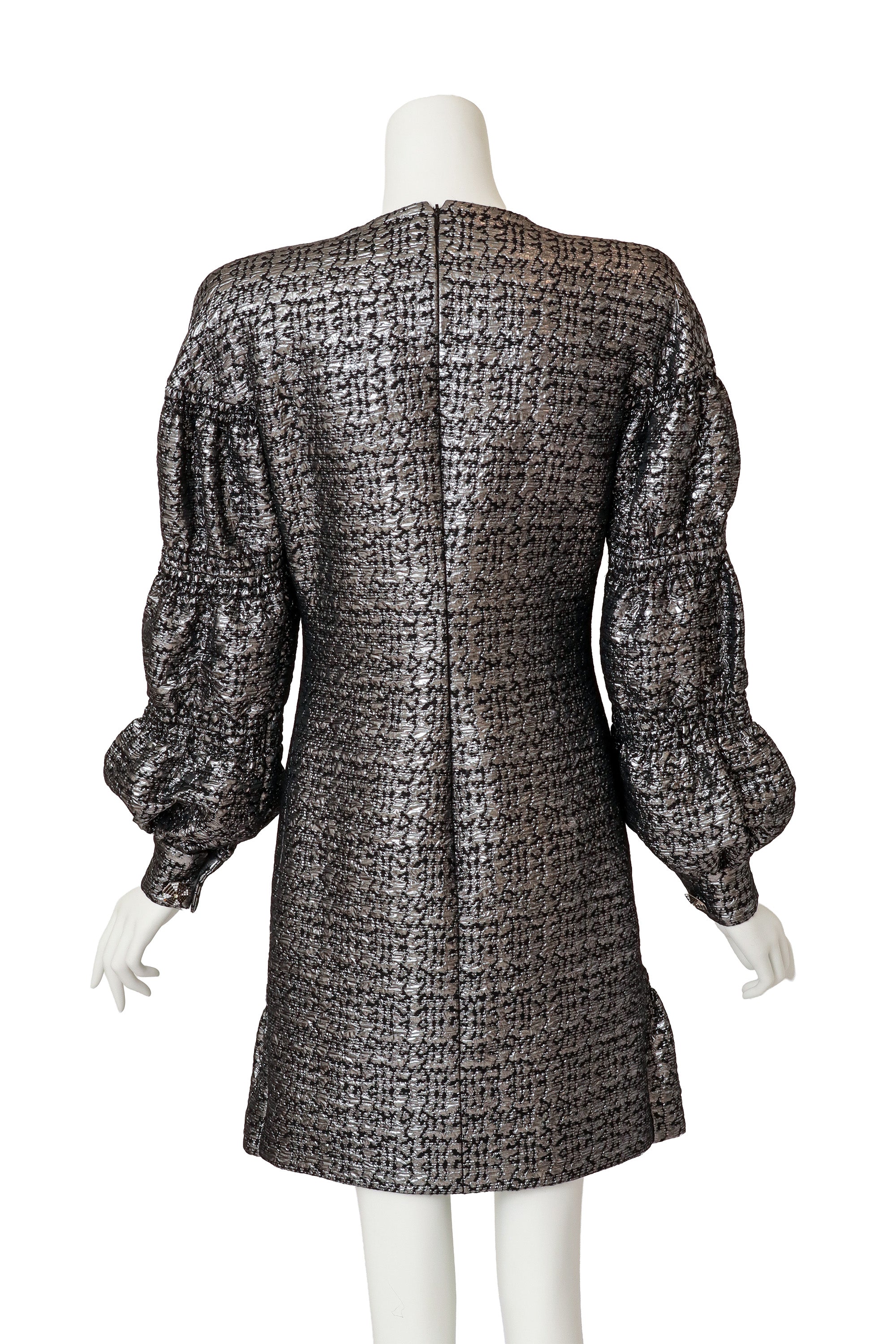 Puff-Sleeve Mini Dress by Galanos on mannequin back @ Recess LA