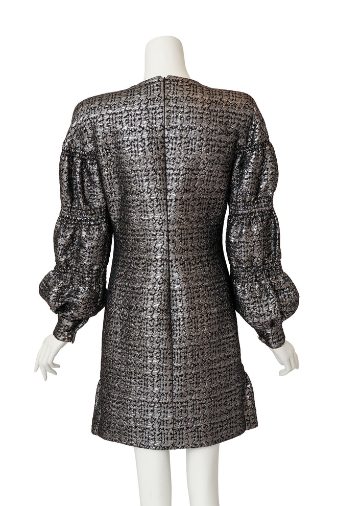 Puff-Sleeve Mini Dress by Galanos on mannequin back @ Recess LA