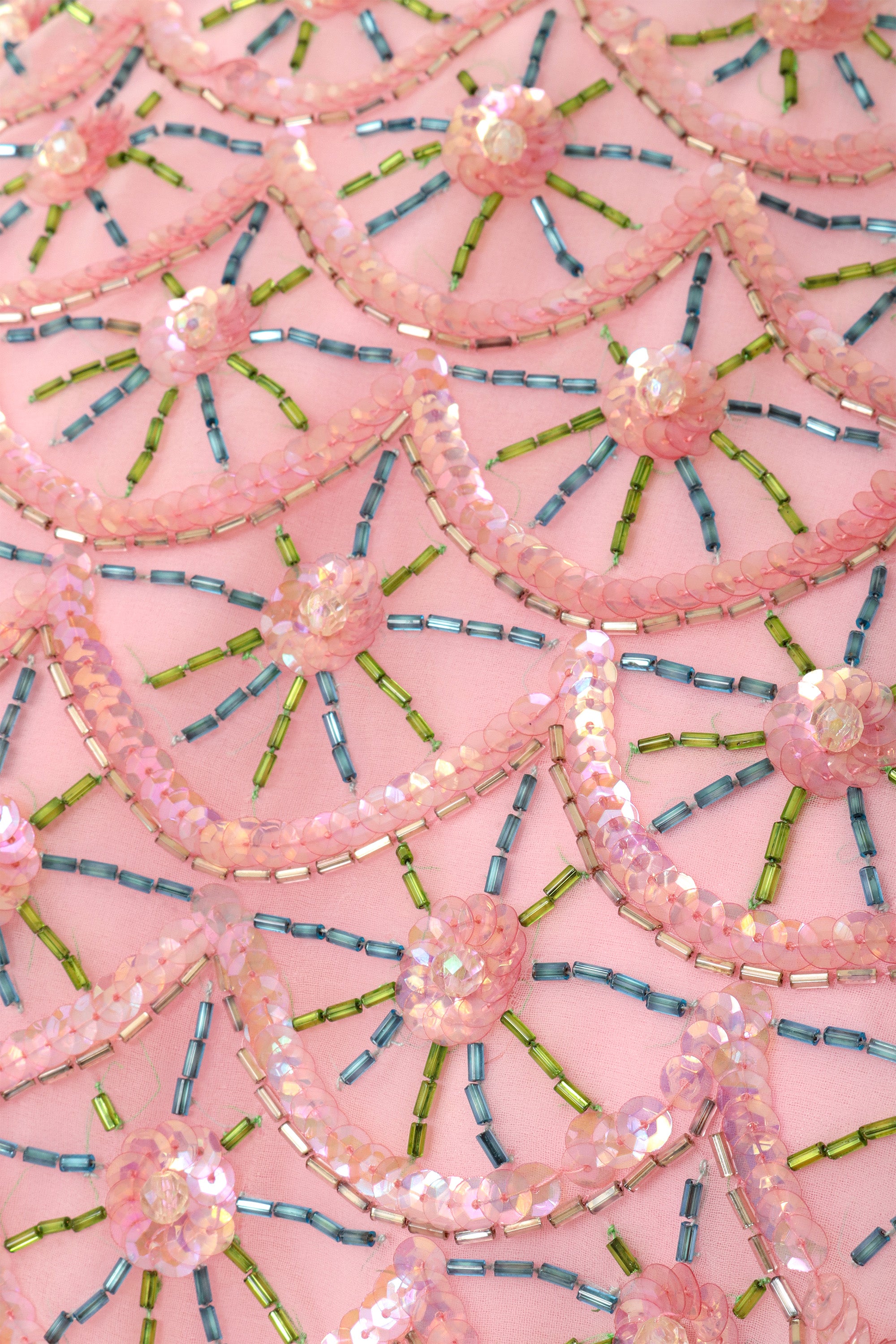 Beaded Halter Chiffon Gown by Helen Rose @ Recess LA back of gown closeup of beading 