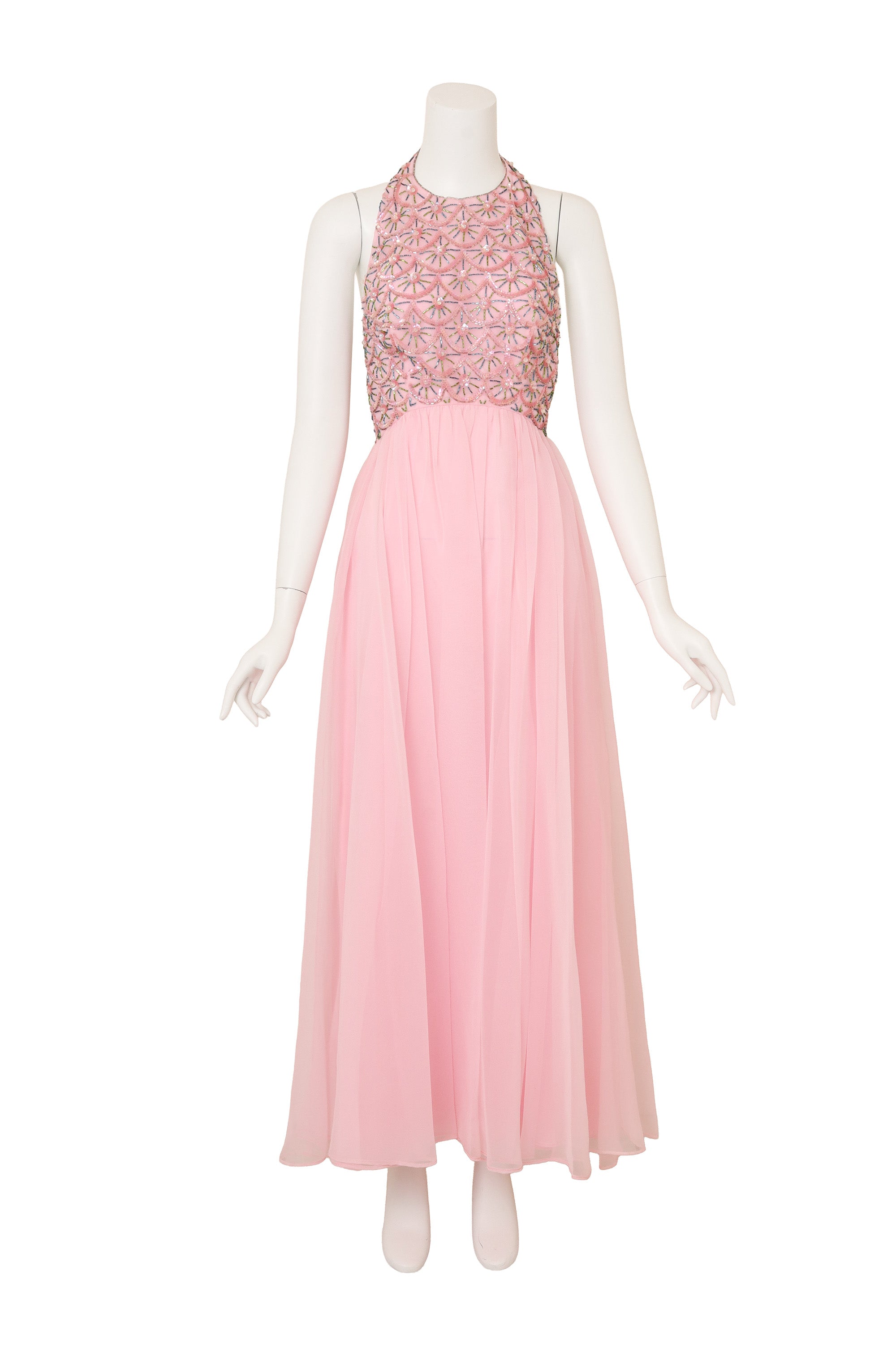 Beaded Halter Chiffon Gown by Helen Rose @ Recess LA