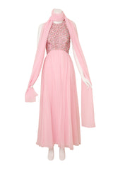 Beaded Halter Chiffon Gown with Scarf by Helen Rose @ Recess LA